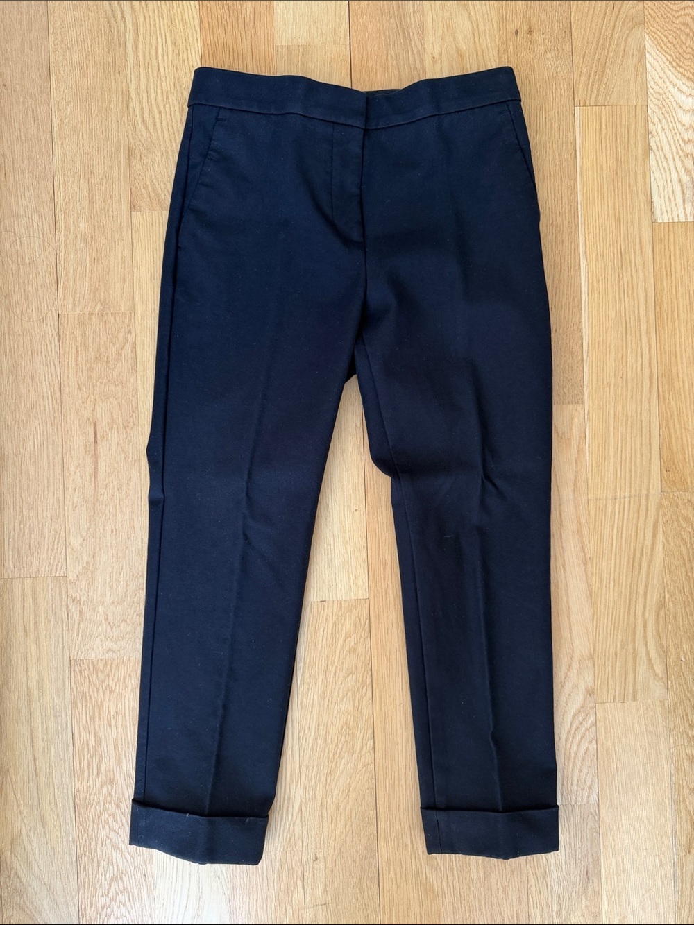 Ann Taylor Straight-Leg Crop Trouser Pants Black
